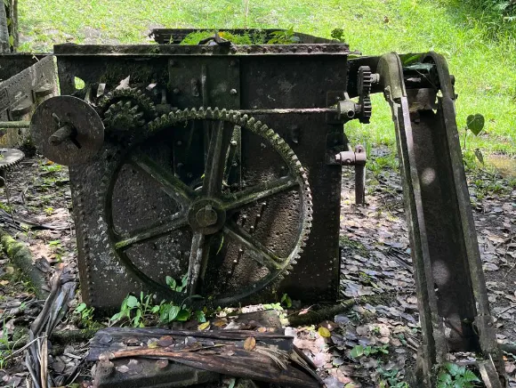 old rusty machinery at the pineapple factory in Palau