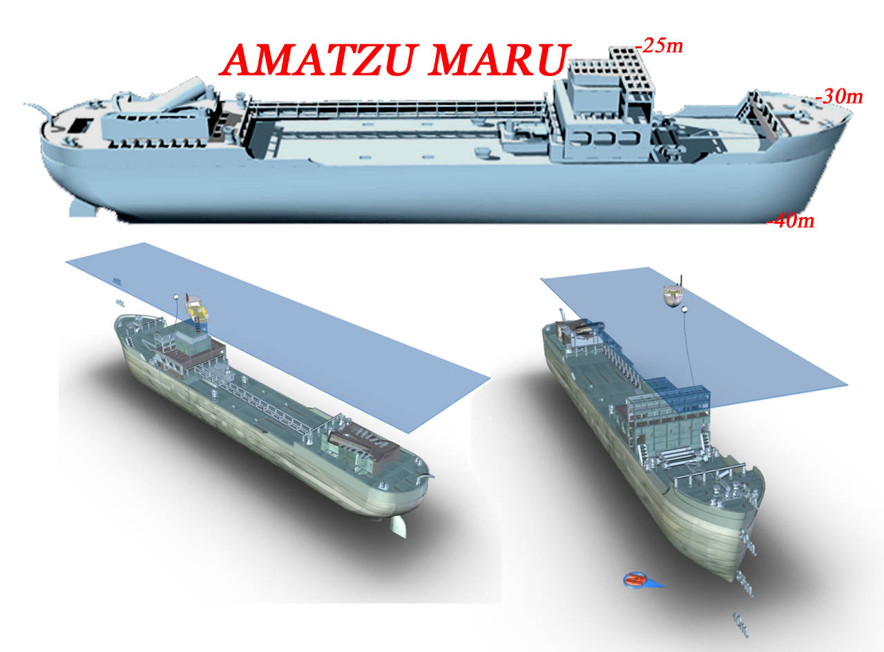 grapic of the amatzu maru ship wreck in Palau