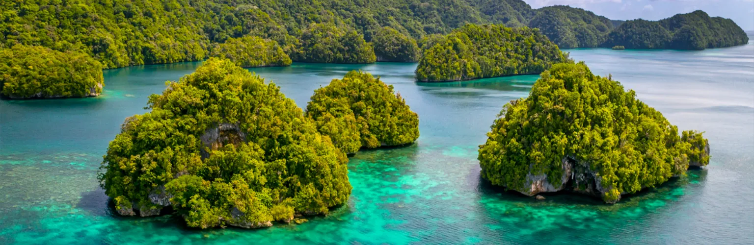 Aerial photo of the famous Rock islands in Palau