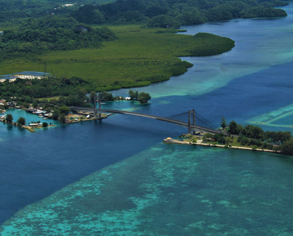 Aerial photo of the Japan Palau Friendship bridge 