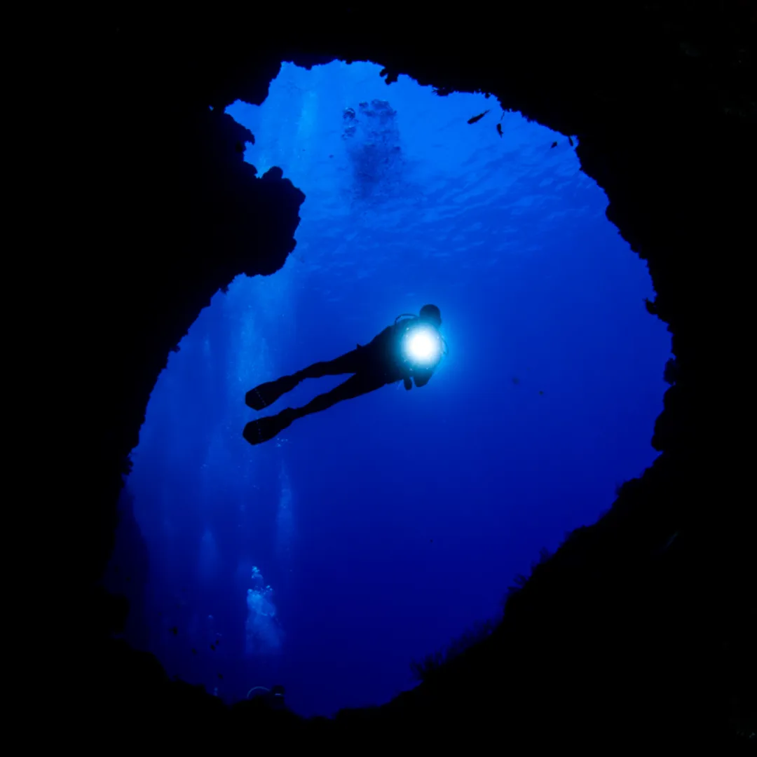 Cave diver in Palau