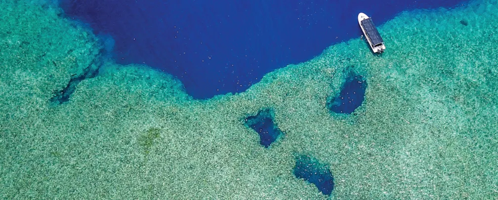 Aerial photo of the Blue Holes in Palau