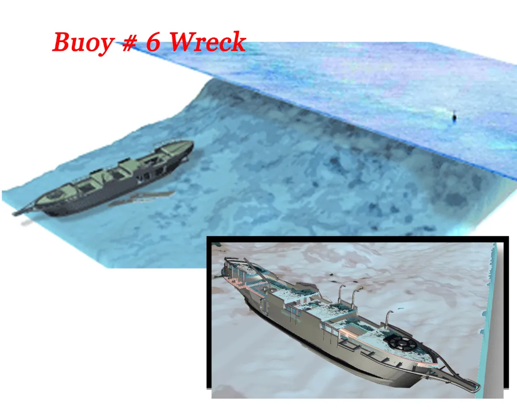infographic of the Buoy #6 wreck a dive site in Palau