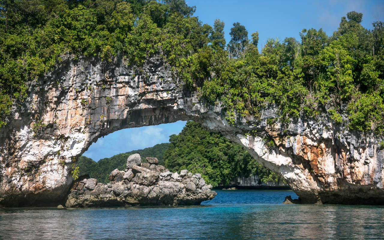 Photo of a stone arch in Palau's famous Rock Islands